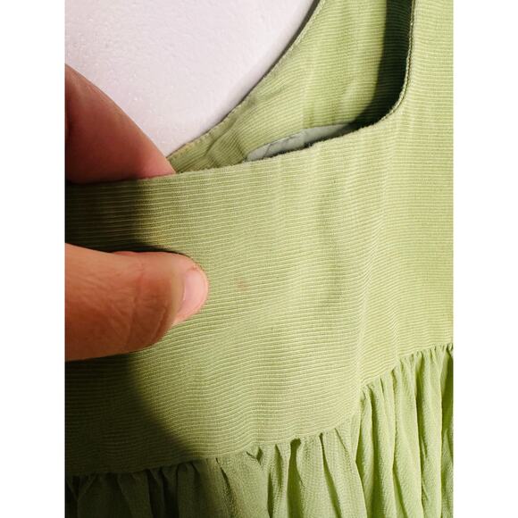 BIBHU MOHAPATRA COLLECTIVE Green Chiffon Shift Square Neck Empire Dress Size 14 - Picture 8 of 16